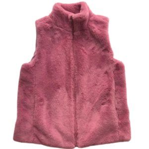 J.Crew Mercantile  Guava Berry Faux Fur Zip up Teddy Vest